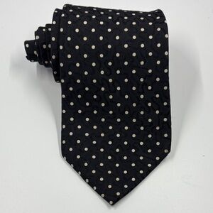 Ermenegildo Zenga Men’s 100% Silk Tie Necktie Black White Polka‎ Dot